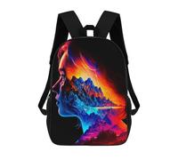 sinyumoney Mochila Escolar Infantil Con Estampado 3D, Bolsos De Viaje Bonitos Abstract Mountain Profile Artwork Mochilas Informales Para Exteriores Para Niñas Y Mujeres 17inch