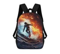 sinyumoney Mochila Escolar Infantil Con Estampado 3D, Bolsos De Viaje Bonitos Astronaut Surfing in Space -4 Mochilas Informales Para Exteriores Para Niñas Y Mujeres 17inch