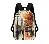 sinyumoney Mochila Escolar Infantil Con Estampado 3D, Bolsos De Viaje Bonitos Autumn Evening in London A Rainy Cityscape Mochilas Informales Para Exteriores Para Niñas Y Mujeres 17inch