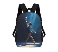 sinyumoney Mochila Escolar Infantil Con Estampado 3D, Bolsos De Viaje Bonitos Ballerina with Ball in Blue Light Rhythmic Gymnastics Mochilas Informales Para Exteriores Para Niñas Y Mujeres 17inch