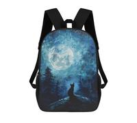 sinyumoney Mochila Escolar Infantil Con Estampado 3D, Bolsos De Viaje Bonitos Black Cat Under Full Moon Mochilas Informales Para Exteriores Para Niñas Y Mujeres 17inch