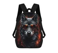 sinyumoney Mochila Escolar Infantil Con Estampado 3D, Bolsos De Viaje Bonitos Black Wolf in Sunglasses Mochilas Informales Para Exteriores Para Niñas Y Mujeres 17inch