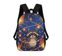 sinyumoney Mochila Escolar Infantil Con Estampado 3D, Bolsos De Viaje Bonitos Cartoon Raccoon with Lanterns And Petals Mochilas Informales Para Exteriores Para Niñas Y Mujeres 17inch