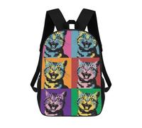 sinyumoney Mochila Escolar Infantil Con Estampado 3D, Bolsos De Viaje Bonitos Cat Andy Warhol Pop Art Mochilas Informales Para Exteriores Para Niñas Y Mujeres 17inch