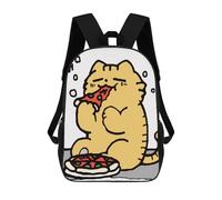 sinyumoney Mochila Escolar Infantil Con Estampado 3D, Bolsos De Viaje Bonitos Cat Eating Pizza Mochilas Informales Para Exteriores Para Niñas Y Mujeres 17inch