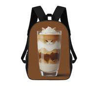 sinyumoney Mochila Escolar Infantil Con Estampado 3D, Bolsos De Viaje Bonitos Cat in A Latte Macchiato Coffee Cup Mochilas Informales Para Exteriores Para Niñas Y Mujeres 17inch