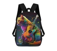 sinyumoney Mochila Escolar Infantil Con Estampado 3D, Bolsos De Viaje Bonitos Cat Playing Music Mochilas Informales Para Exteriores Para Niñas Y Mujeres 17inch