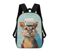 sinyumoney Mochila Escolar Infantil Con Estampado 3D, Bolsos De Viaje Bonitos Cat with Toilet Paper Hat Mochilas Informales Para Exteriores Para Niñas Y Mujeres 17inch
