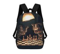 sinyumoney Mochila Escolar Infantil Con Estampado 3D, Bolsos De Viaje Bonitos Cats Playing Chess Mochilas Informales Para Exteriores Para Niñas Y Mujeres 17inch