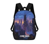 sinyumoney Mochila Escolar Infantil Con Estampado 3D, Bolsos De Viaje Bonitos Chicago Cityscape at Dusk Mochilas Informales Para Exteriores Para Niñas Y Mujeres 17inch
