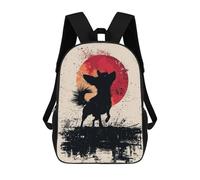 sinyumoney Mochila Escolar Infantil Con Estampado 3D, Bolsos De Viaje Bonitos Chihuahua Silhouette with Red Moon Mochilas Informales Para Exteriores Para Niñas Y Mujeres 17inch
