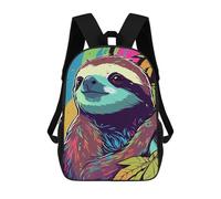 sinyumoney Mochila Escolar Infantil Con Estampado 3D, Bolsos De Viaje Bonitos Colorful Sloth Portrait-3 Mochilas Informales Para Exteriores Para Niñas Y Mujeres 17inch
