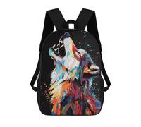 sinyumoney Mochila Escolar Infantil Con Estampado 3D, Bolsos De Viaje Bonitos Colorful Wolf Howl Mochilas Informales Para Exteriores Para Niñas Y Mujeres 17inch