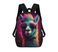 sinyumoney Mochila Escolar Infantil Con Estampado 3D, Bolsos De Viaje Bonitos Cool Llama in Sunglasses Mochilas Informales Para Exteriores Para Niñas Y Mujeres 17inch