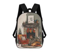 sinyumoney Mochila Escolar Infantil Con Estampado 3D, Bolsos De Viaje Bonitos Cozy Fireplace Christmas Scene Mochilas Informales Para Exteriores Para Niñas Y Mujeres 17inch