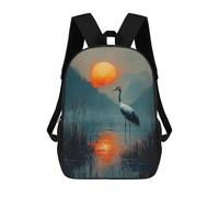 sinyumoney Mochila Escolar Infantil Con Estampado 3D, Bolsos De Viaje Bonitos Crane Sunset Landscape Mochilas Informales Para Exteriores Para Niñas Y Mujeres 17inch