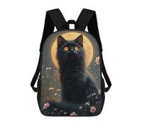 sinyumoney Mochila Escolar Infantil Con Estampado 3D, Bolsos De Viaje Bonitos Cute Cat Under Moonlight Mochilas Informales Para Exteriores Para Niñas Y Mujeres 17inch