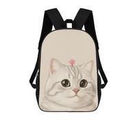 sinyumoney Mochila Escolar Infantil Con Estampado 3D, Bolsos De Viaje Bonitos Cute Cat with Flower Mochilas Informales Para Exteriores Para Niñas Y Mujeres 17inch