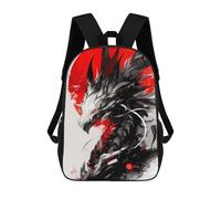 sinyumoney Mochila Escolar Infantil Con Estampado 3D, Bolsos De Viaje Bonitos Dragon with Red Sun Digital Art Mochilas Informales Para Exteriores Para Niñas Y Mujeres 17inch
