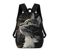 sinyumoney Mochila Escolar Infantil Con Estampado 3D, Bolsos De Viaje Bonitos Elegant Cat Portrait in Scratchboard Style Mochilas Informales Para Exteriores Para Niñas Y Mujeres 17inch