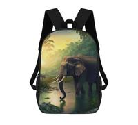 sinyumoney Mochila Escolar Infantil Con Estampado 3D, Bolsos De Viaje Bonitos Elephant in Tropical Sunset Mochilas Informales Para Exteriores Para Niñas Y Mujeres 17inch