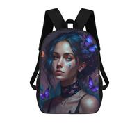 sinyumoney Mochila Escolar Infantil Con Estampado 3D, Bolsos De Viaje Bonitos Enchanted Butterfly Portrait -4 Mochilas Informales Para Exteriores Para Niñas Y Mujeres 17inch