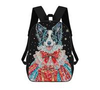 sinyumoney Mochila Escolar Infantil Con Estampado 3D, Bolsos De Viaje Bonitos Festive Dog with Gift Mochilas Informales Para Exteriores Para Niñas Y Mujeres 17inch