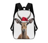 sinyumoney Mochila Escolar Infantil Con Estampado 3D, Bolsos De Viaje Bonitos Festive Impala with Santa Hat Mochilas Informales Para Exteriores Para Niñas Y Mujeres 17inch