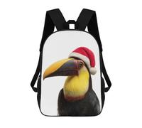 sinyumoney Mochila Escolar Infantil Con Estampado 3D, Bolsos De Viaje Bonitos Festive Toucan with Santa Hat Mochilas Informales Para Exteriores Para Niñas Y Mujeres 17inch