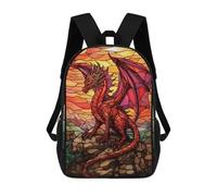 sinyumoney Mochila Escolar Infantil Con Estampado 3D, Bolsos De Viaje Bonitos Fire Dragon Stained Glass Mochilas Informales Para Exteriores Para Niñas Y Mujeres 17inch