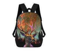 sinyumoney Mochila Escolar Infantil Con Estampado 3D, Bolsos De Viaje Bonitos Flaming Deer in Forest Sky Mochilas Informales Para Exteriores Para Niñas Y Mujeres 17inch
