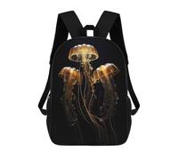 sinyumoney Mochila Escolar Infantil Con Estampado 3D, Bolsos De Viaje Bonitos Gold Dark Jellyfish Mochilas Informales Para Exteriores Para Niñas Y Mujeres 17inch