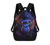 sinyumoney Mochila Escolar Infantil Con Estampado 3D, Bolsos De Viaje Bonitos Gorilla Portrait with Neon Colors Mochilas Informales Para Exteriores Para Niñas Y Mujeres 17inch