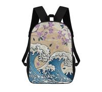 sinyumoney Mochila Escolar Infantil Con Estampado 3D, Bolsos De Viaje Bonitos Great Wave Off Kanagawa Mochilas Informales Para Exteriores Para Niñas Y Mujeres 17inch