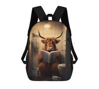 sinyumoney Mochila Escolar Infantil Con Estampado 3D, Bolsos De Viaje Bonitos Highland Cow on The Toilet Mochilas Informales Para Exteriores Para Niñas Y Mujeres 17inch