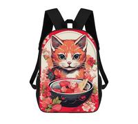 sinyumoney Mochila Escolar Infantil Con Estampado 3D, Bolsos De Viaje Bonitos Japan Cat Ramen Ruby Art Mochilas Informales Para Exteriores Para Niñas Y Mujeres 17inch