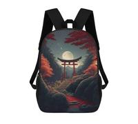 sinyumoney Mochila Escolar Infantil Con Estampado 3D, Bolsos De Viaje Bonitos Japanese Shrine Mochilas Informales Para Exteriores Para Niñas Y Mujeres 17inch