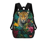 sinyumoney Mochila Escolar Infantil Con Estampado 3D, Bolsos De Viaje Bonitos Jungle Blooms Jaguar Mochilas Informales Para Exteriores Para Niñas Y Mujeres 17inch