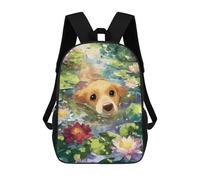 sinyumoney Mochila Escolar Infantil Con Estampado 3D, Bolsos De Viaje Bonitos Labrador Dog in Water Lilies Pond Mochilas Informales Para Exteriores Para Niñas Y Mujeres 17inch