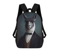 sinyumoney Mochila Escolar Infantil Con Estampado 3D, Bolsos De Viaje Bonitos Llama in Formal Attire Mochilas Informales Para Exteriores Para Niñas Y Mujeres 17inch
