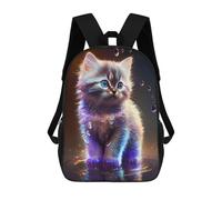 sinyumoney Mochila Escolar Infantil Con Estampado 3D, Bolsos De Viaje Bonitos Magical Glowing Kitten Mochilas Informales Para Exteriores Para Niñas Y Mujeres 17inch