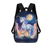 sinyumoney Mochila Escolar Infantil Con Estampado 3D, Bolsos De Viaje Bonitos Magical Unicorn Under The Moonlight Mochilas Informales Para Exteriores Para Niñas Y Mujeres 17inch