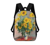 sinyumoney Mochila Escolar Infantil Con Estampado 3D, Bolsos De Viaje Bonitos Monet Bouquet of Sunflower Mochilas Informales Para Exteriores Para Niñas Y Mujeres 17inch