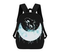 sinyumoney Mochila Escolar Infantil Con Estampado 3D, Bolsos De Viaje Bonitos Moon Whale Mochilas Informales Para Exteriores Para Niñas Y Mujeres 17inch