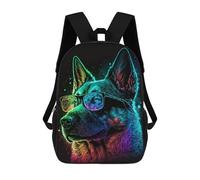 sinyumoney Mochila Escolar Infantil Con Estampado 3D, Bolsos De Viaje Bonitos Neon Dog Glasses Art Print Mochilas Informales Para Exteriores Para Niñas Y Mujeres 17inch