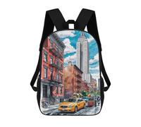 sinyumoney Mochila Escolar Infantil Con Estampado 3D, Bolsos De Viaje Bonitos NYC Street Scene with Empire State Building Mochilas Informales Para Exteriores Para Niñas Y Mujeres 17inch