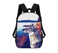 sinyumoney Mochila Escolar Infantil Con Estampado 3D, Bolsos De Viaje Bonitos Painted Dog by The Lake Mochilas Informales Para Exteriores Para Niñas Y Mujeres 17inch