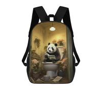 sinyumoney Mochila Escolar Infantil Con Estampado 3D, Bolsos De Viaje Bonitos Panda Reading on Toilet Mochilas Informales Para Exteriores Para Niñas Y Mujeres 17inch