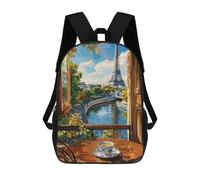 sinyumoney Mochila Escolar Infantil Con Estampado 3D, Bolsos De Viaje Bonitos Parisian View with Coffee Cup Mochilas Informales Para Exteriores Para Niñas Y Mujeres 17inch