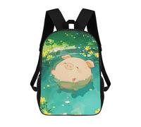 sinyumoney Mochila Escolar Infantil Con Estampado 3D, Bolsos De Viaje Bonitos Pig in Pond Flowers Mochilas Informales Para Exteriores Para Niñas Y Mujeres 17inch